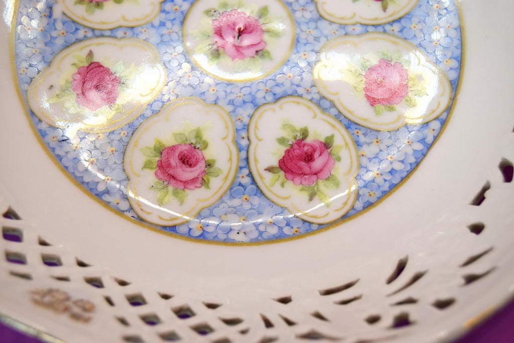 Antique Schumann Bavaria Reticulated Porcelain Fruit Bowl c1930s.....Rare Pattern