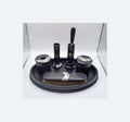 Antique Victorian Ebony and Hallmarked Silver Dressing Table Vanity Set - c1890s