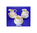 Belleek Ireland Porcelain Set of 3 Cream jugs and Sugar Bowls - c1940s Displayed only. No signs of use. 