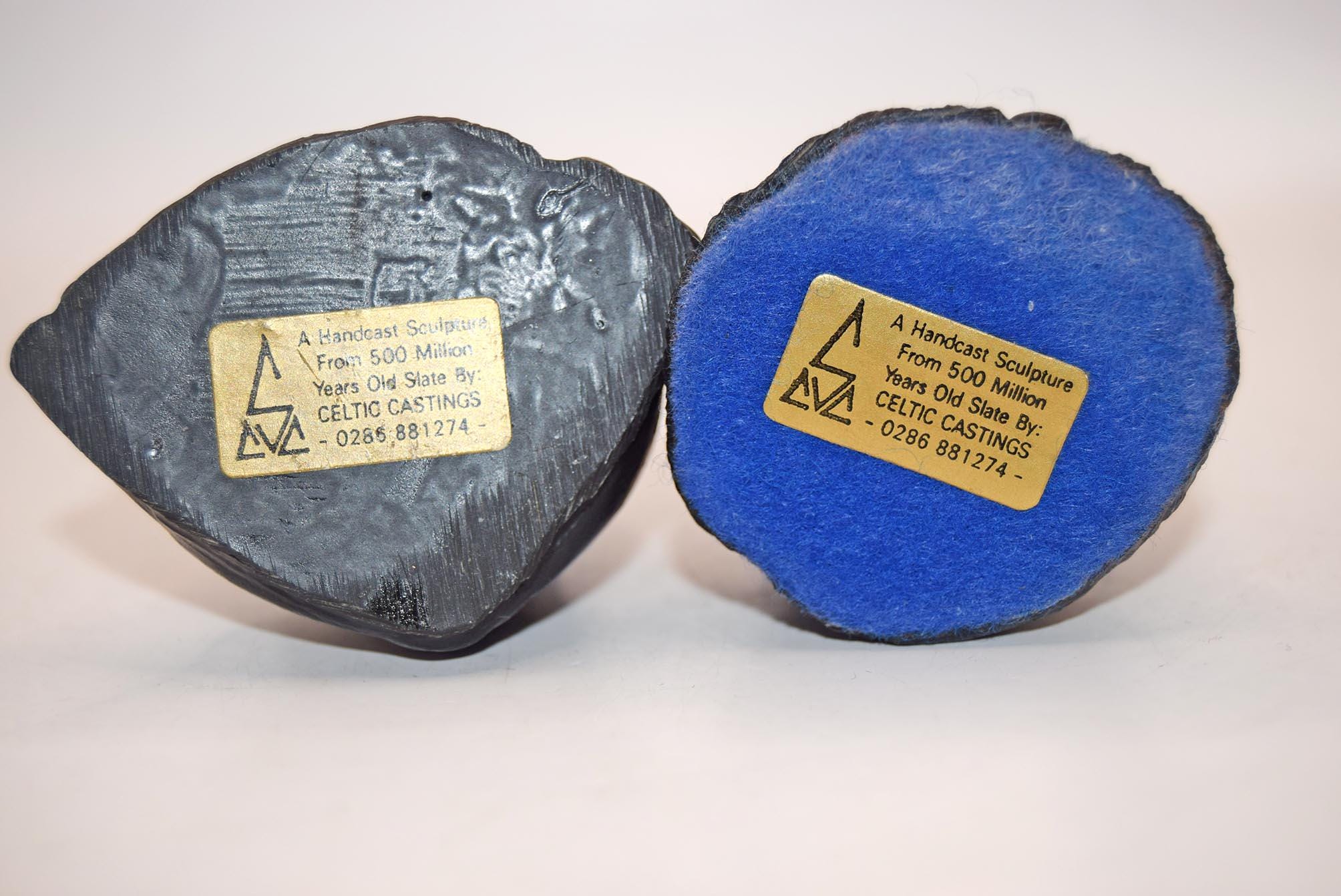 2 Slate Frog Figurines Made From 500 Million Years Old Slate by Celtic Castings Frog on Mushroom 