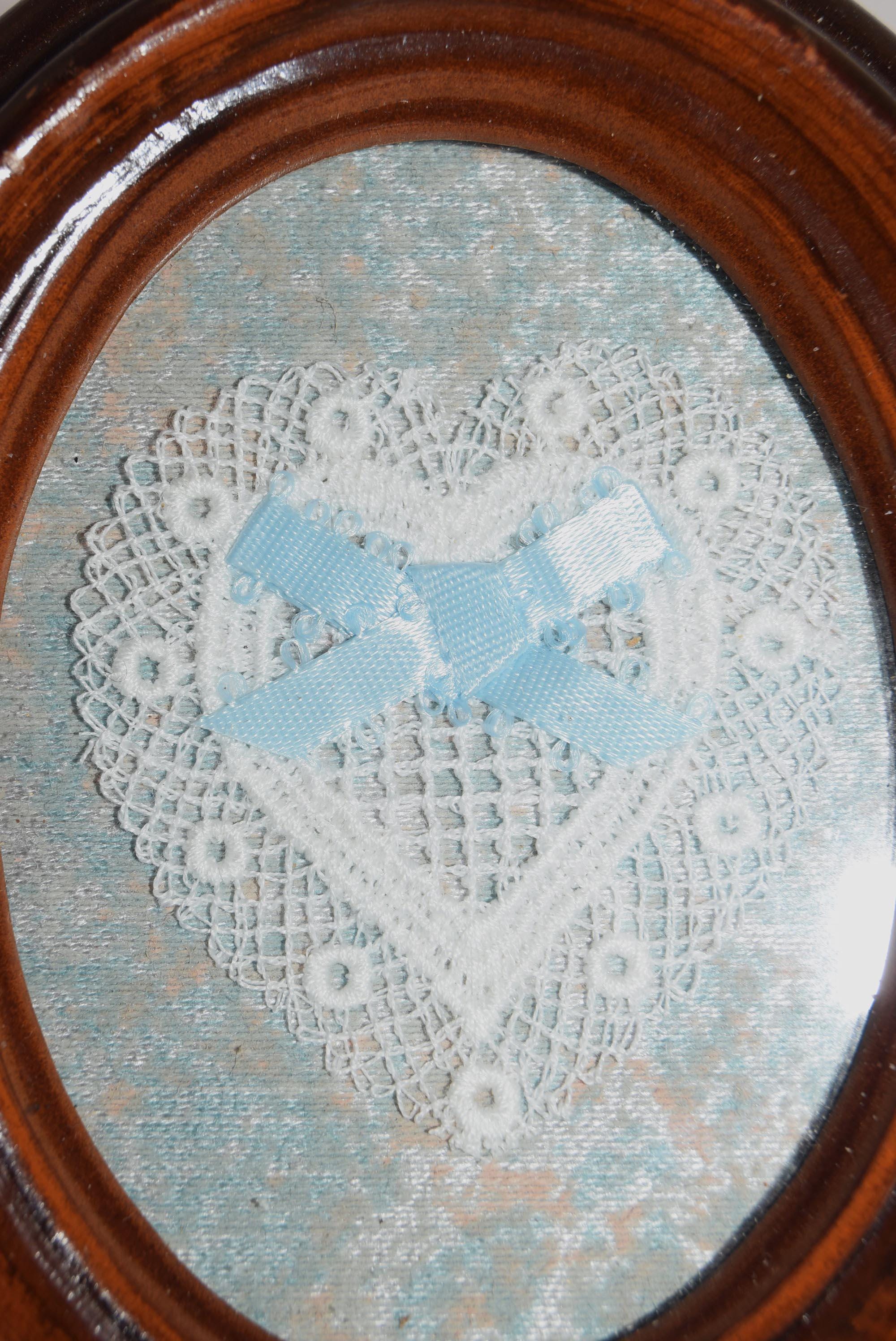 Pair of Vintage American Lacework Framed Pictures | Confederate Seal | USA gift