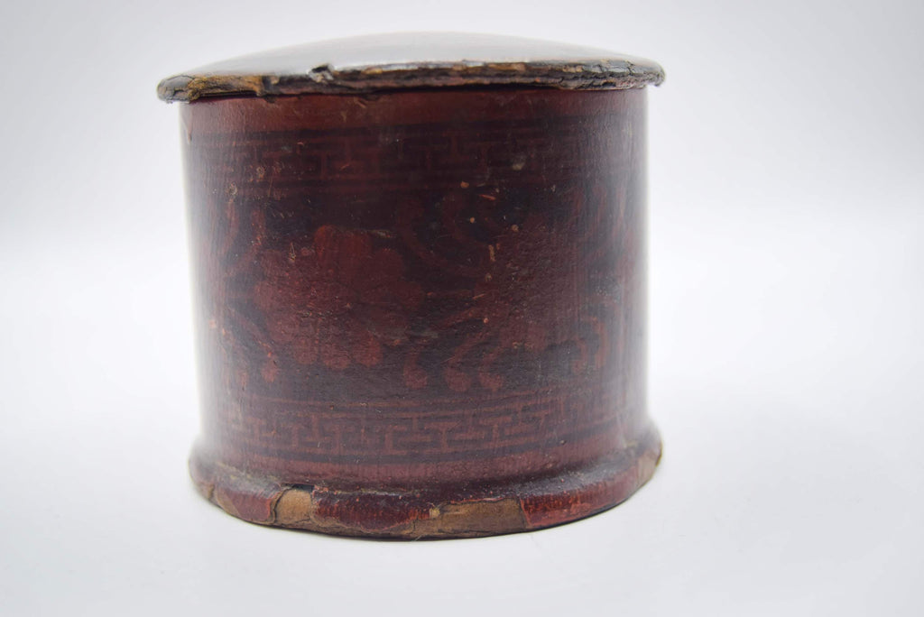 Antique Victorian Papier-Mâché Box Floral motifs Cufflink Trinket Jewelry box