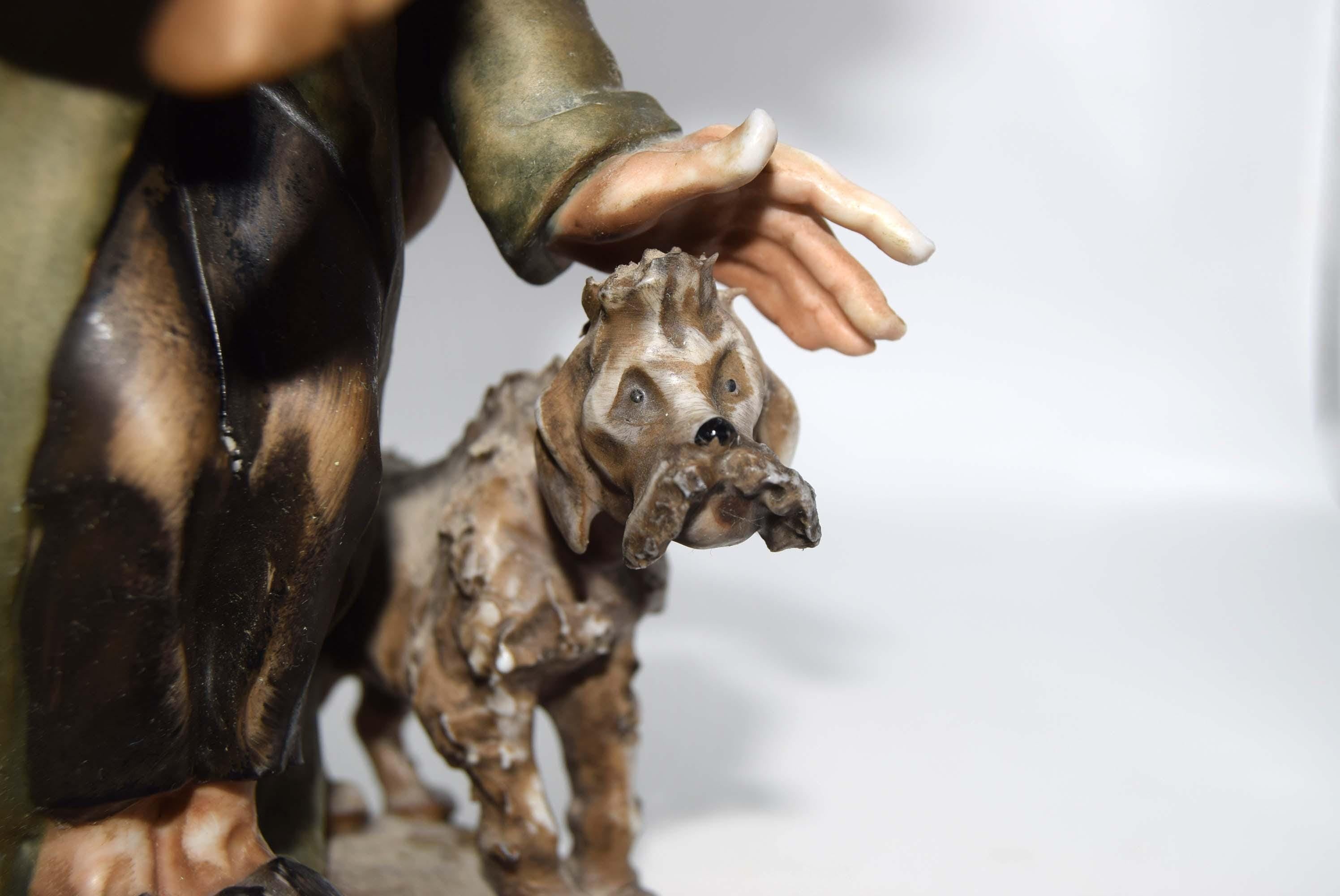 Vintage Carl Scheidig Porcelain Figurine - "Tramp and Scamp" (Hobo and Dog)