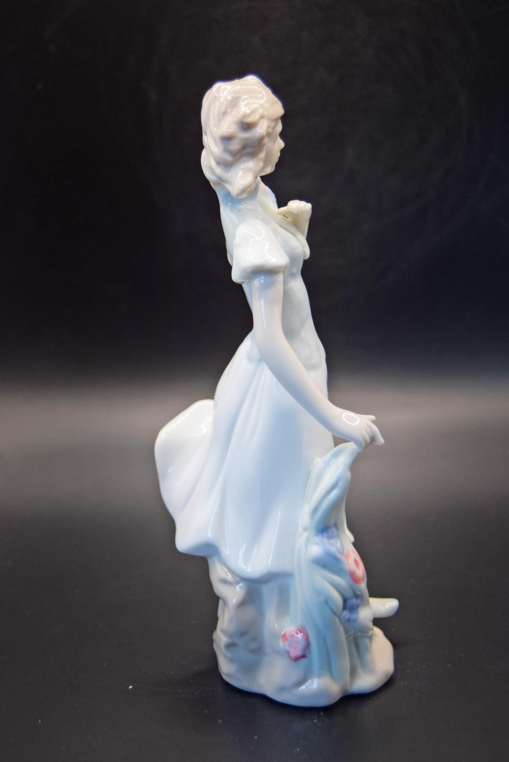 Porcelain Primavera Figurine Of a Girl with a Bouquet of Flowers, Crown Mark