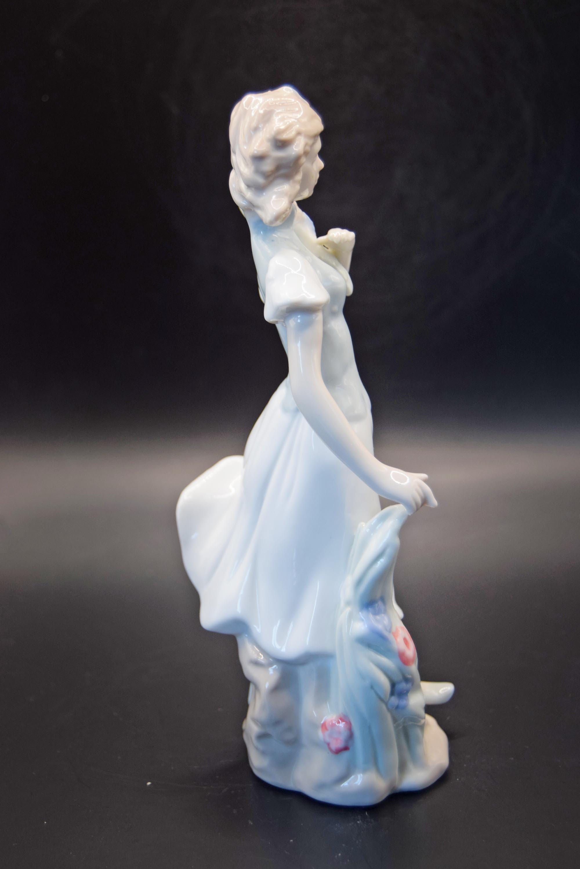 Porcelain Primavera Figurine Of a Girl with a Bouquet of Flowers, Crown Mark