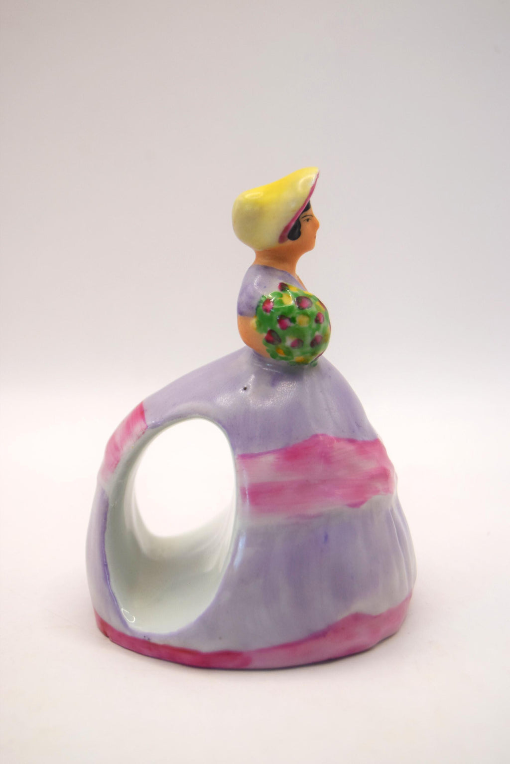 Carlton Ware Crinoline Lady Napkin Ring: Art Deco Hand-Painted Ceramic