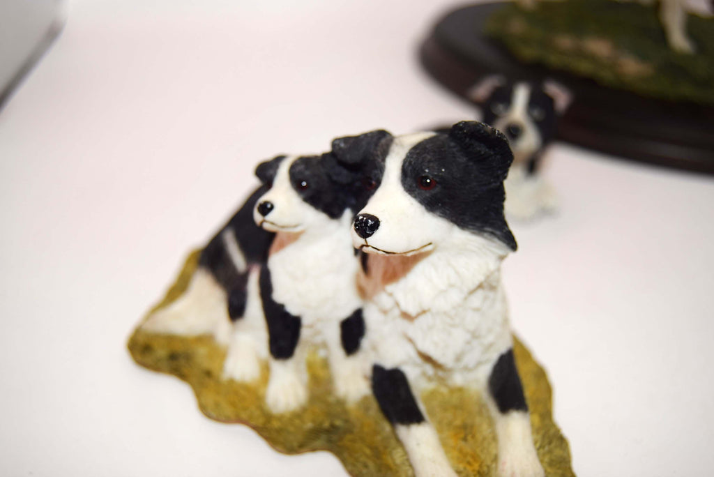 Collection of 3 Border Collie Sheep Dog figurines inc. Sherratt & Simpson and Country Artists