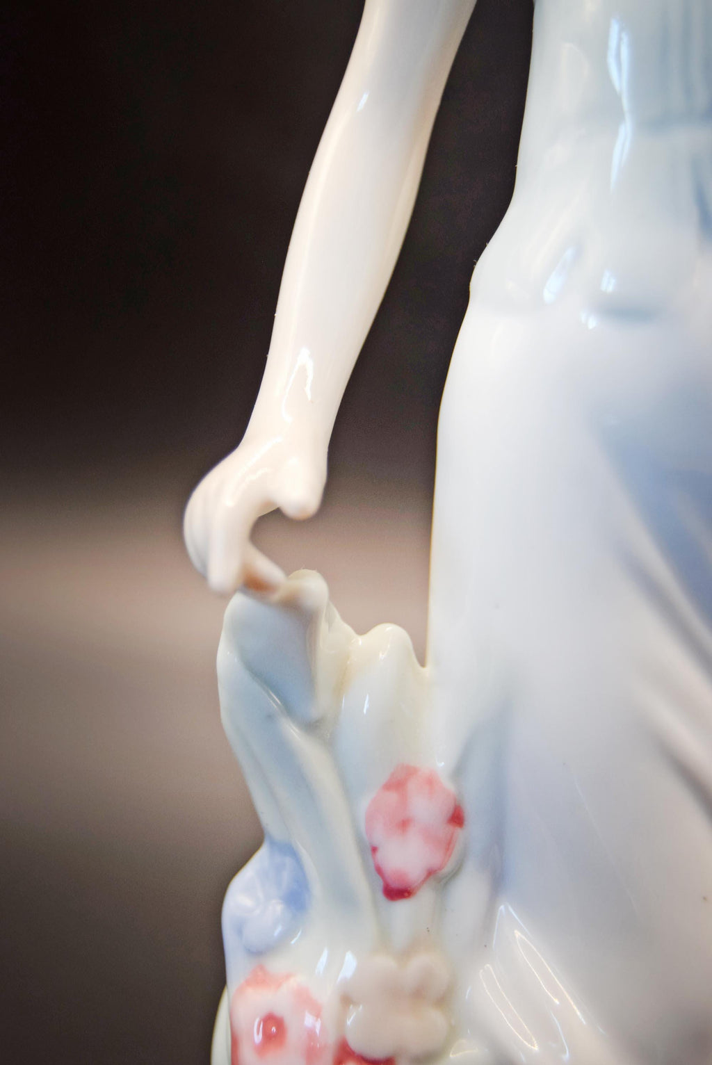 Porcelain Primavera Figurine Of a Girl with a Bouquet of Flowers, Crown Mark