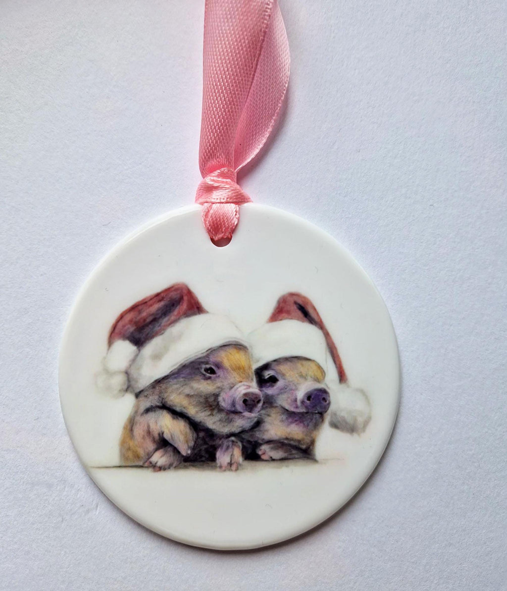 Ceramic disc decorations by Jess Harris, Pet and Portrait Artist. Animal Characters