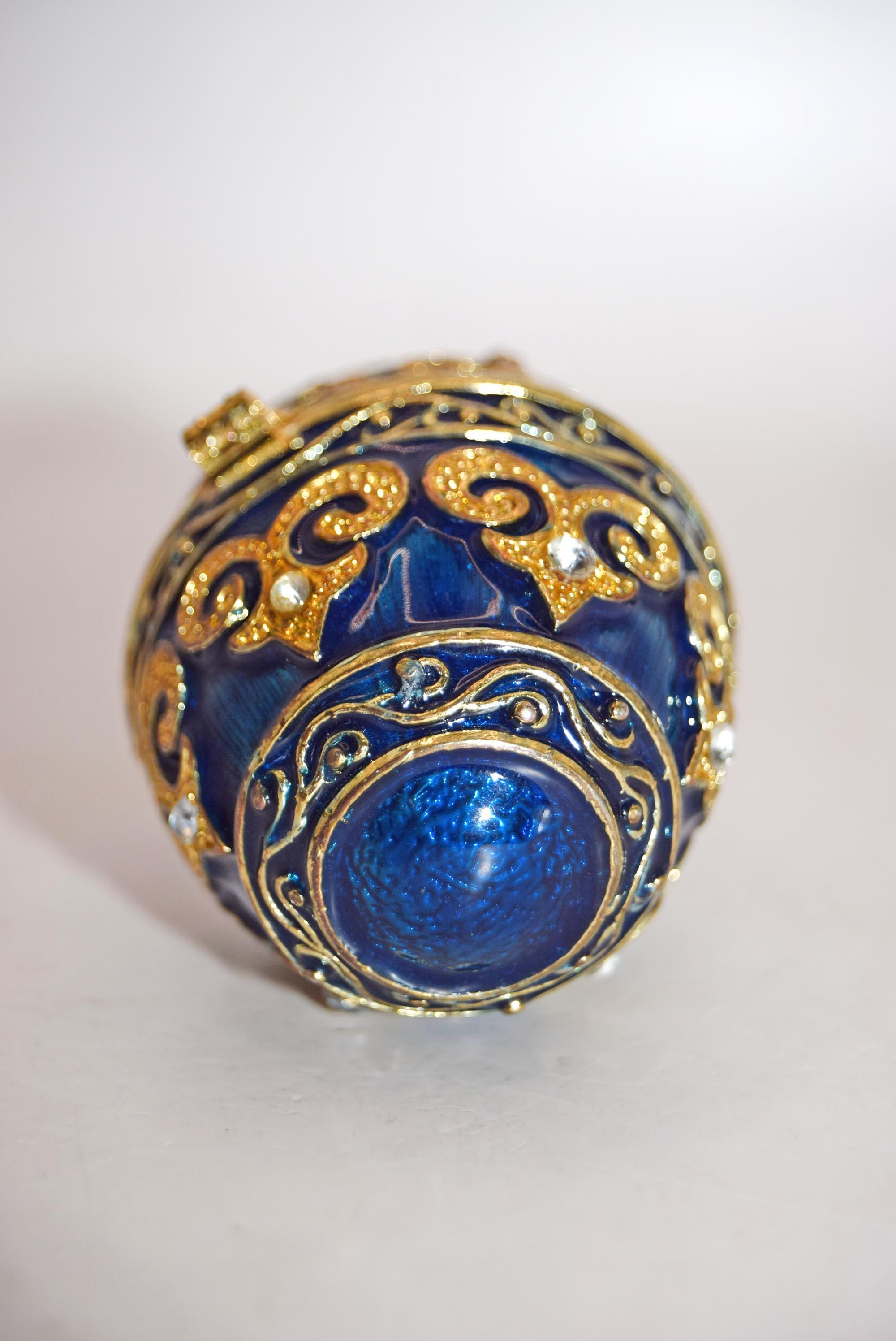 Vintage Enamelled Faberge Style Jewelled Egg Pot. Galaxy from the Atlas Collection