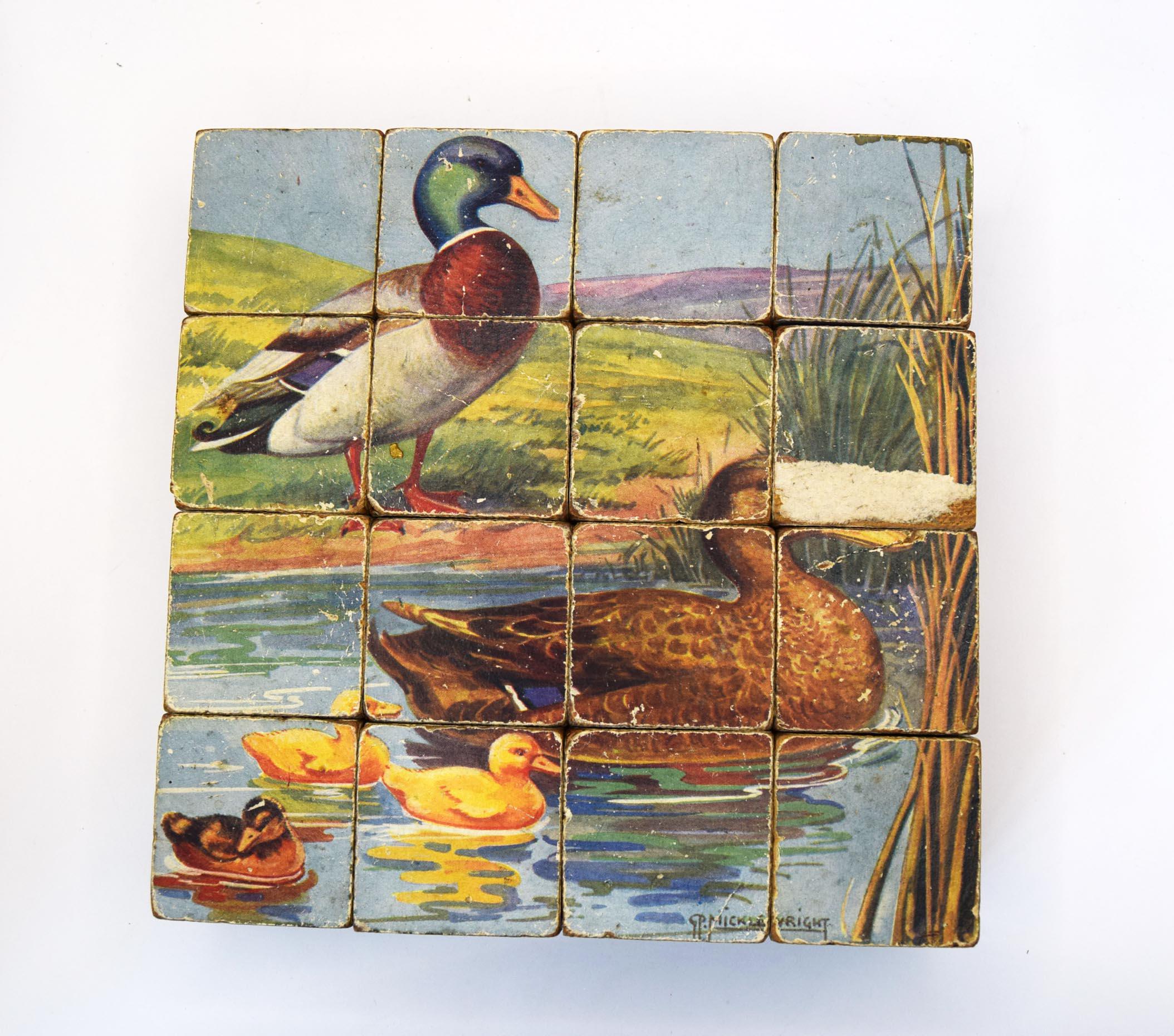 Antique Wooden Block Jigsaw Puzzle Illustrated by G.P.Micklewright c1950s