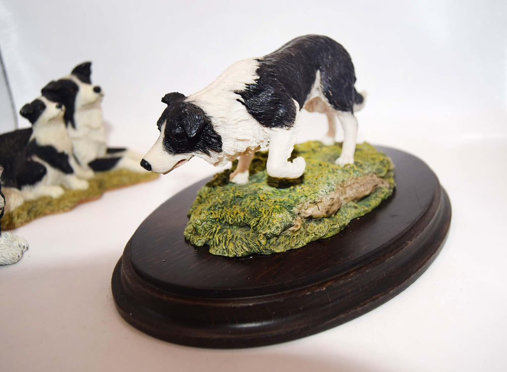 Collection of 3 Border Collie Sheep Dog figurines inc. Sherratt & Simpson and Country Artists