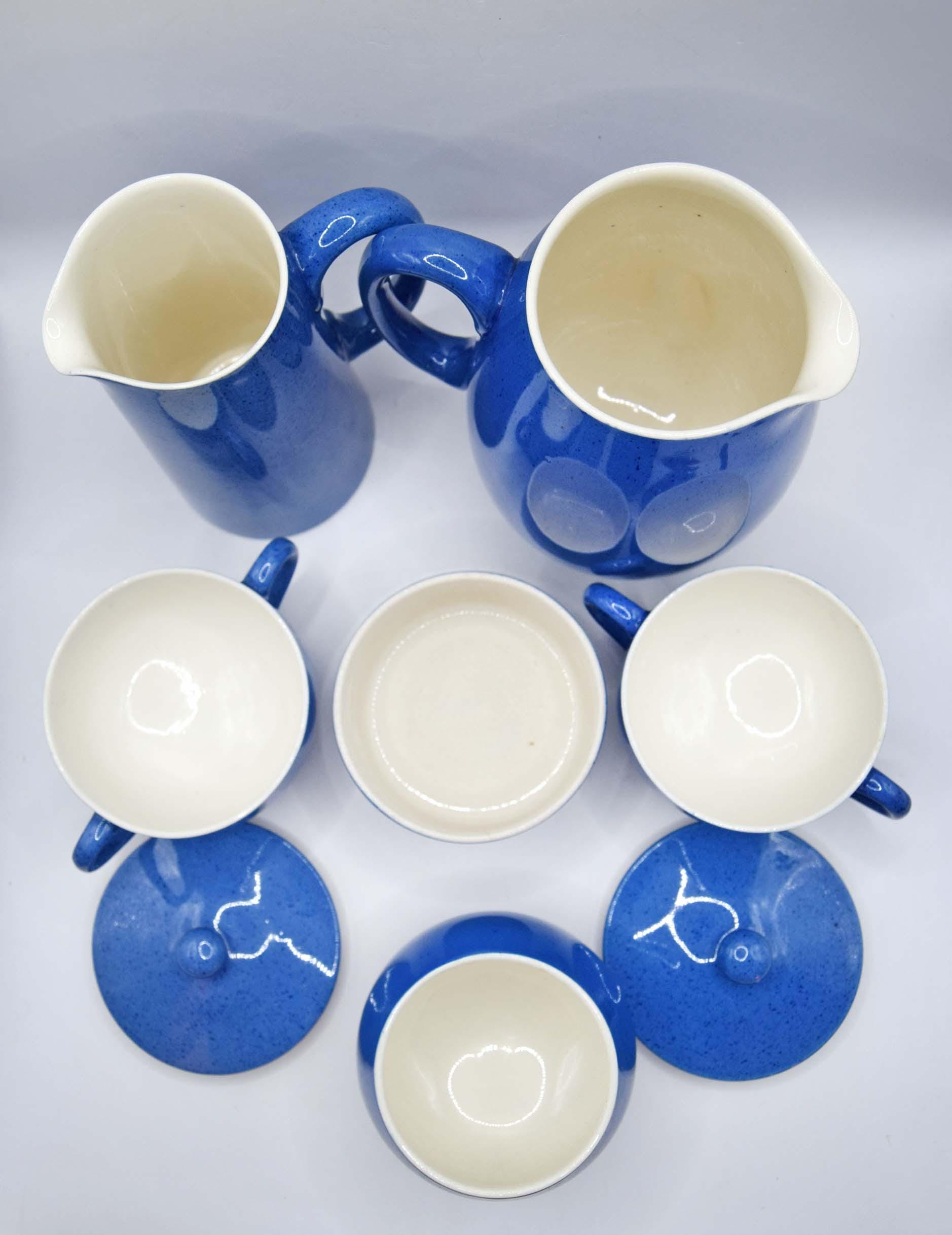 Moorcroft Liberty Blue Mottle Pitcher, Jug & Bowls - Art Deco 1935