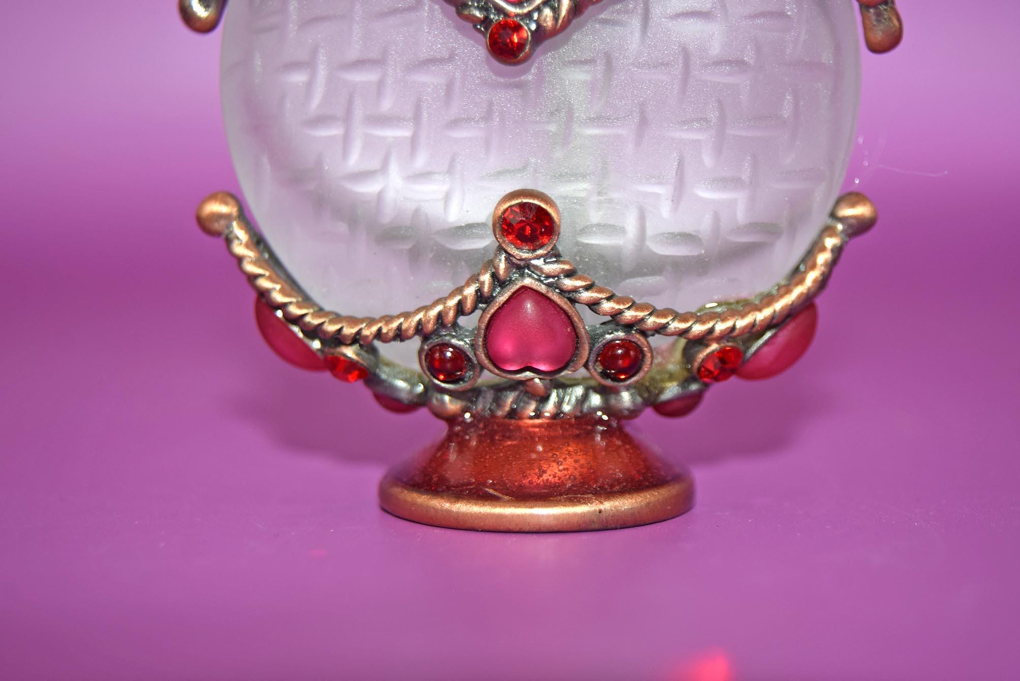 Vintage Perfume Bottle: 1940s Rhinestone Bronze Basket, Crystal Finial