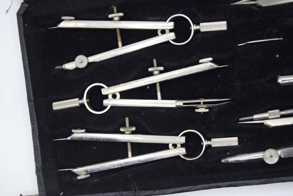 Antique Anker COMPLETE Drawing Instrument Set - Precision Compass Technical Draughtsman c1940s