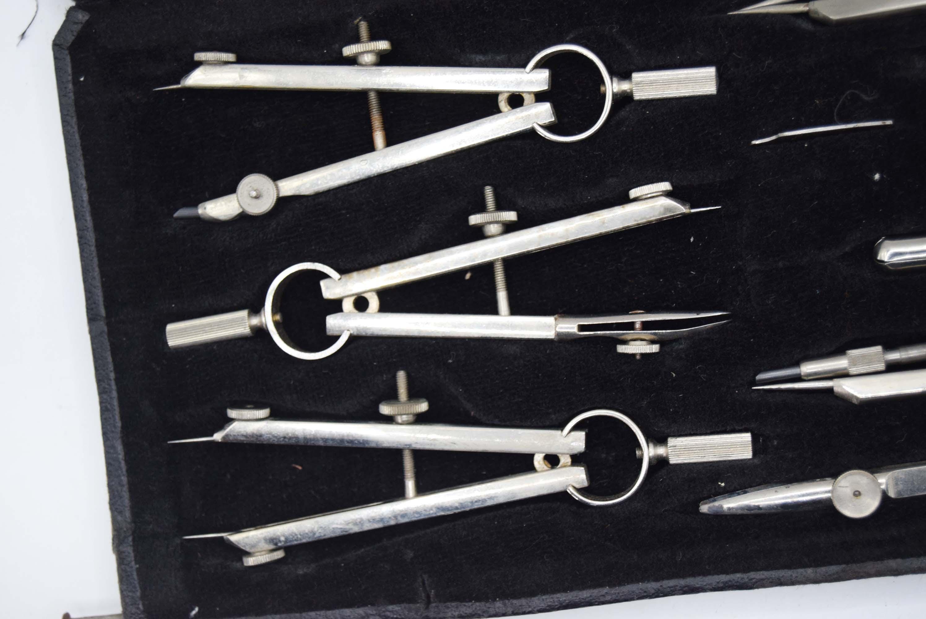 Antique Anker COMPLETE Drawing Instrument Set - Precision Compass Technical Draughtsman c1940s