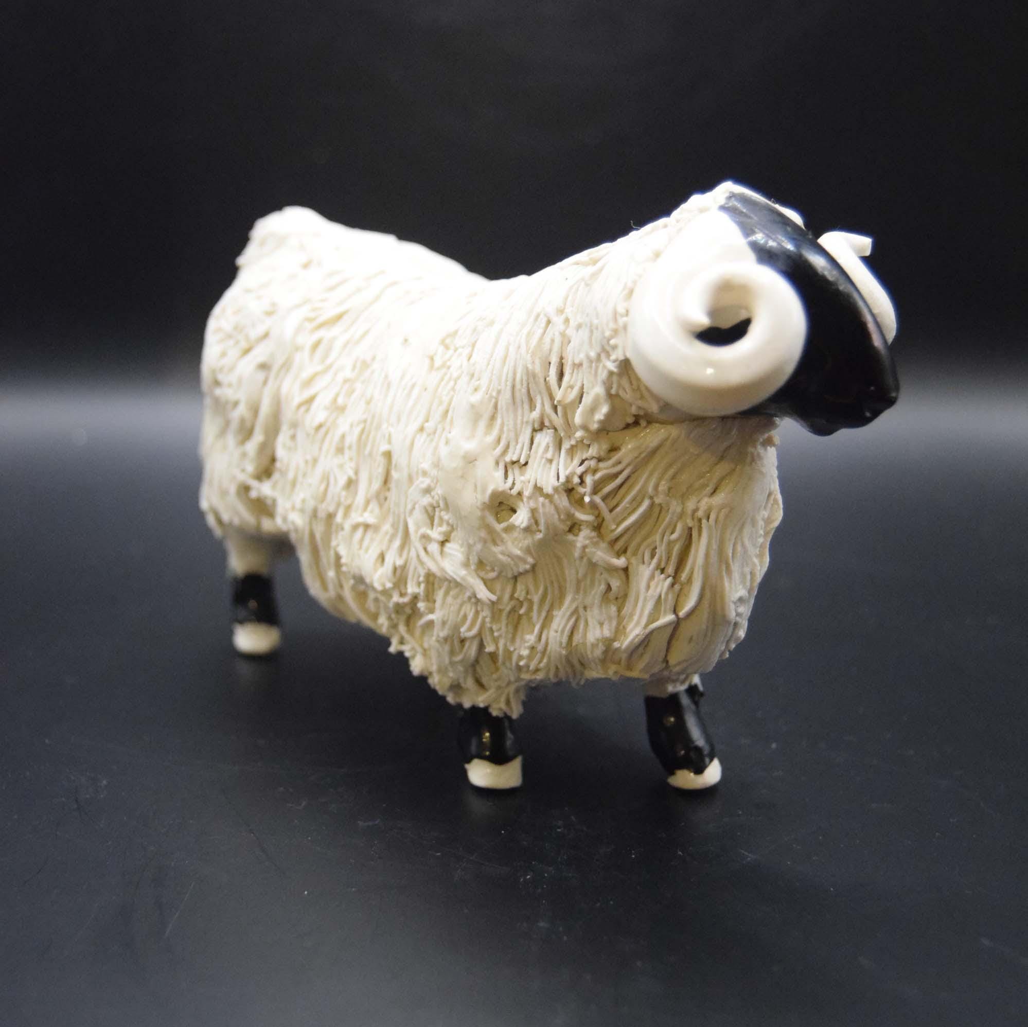Spaghetti Pottery Blackface Highland Ram Figurine c1960s