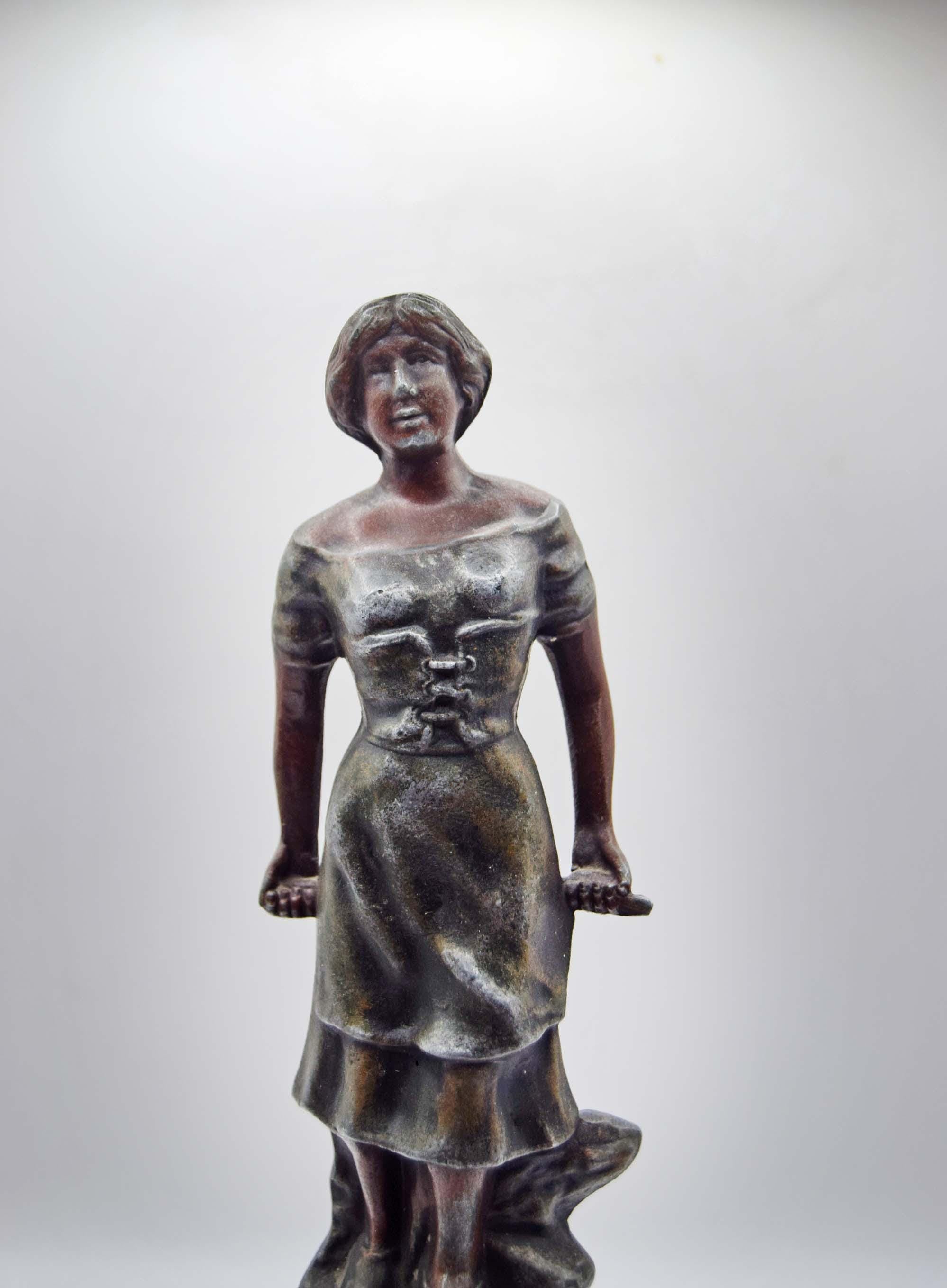 Late 19thC 'Pecheuse' French Spelter Figurine - Fisherwoman - 11.5"