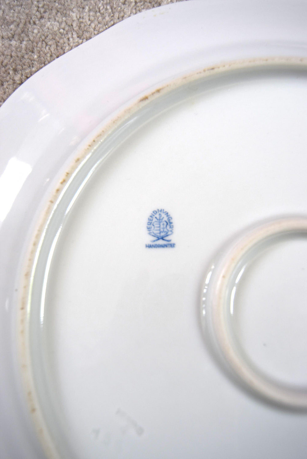 Rare Large HEREND Porcelain Tulip Design Platter Charger  1940s