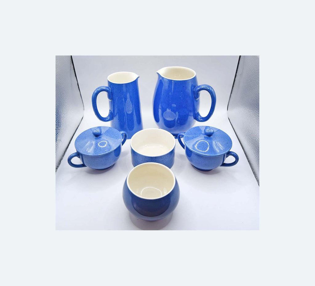 Moorcroft Liberty Blue Mottle Pitcher, Jug & Bowls - Art Deco 1935