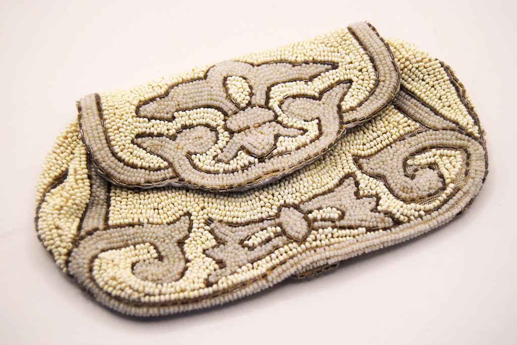 Vintage French Art Deco Beaded Evening Bag Purse with Hand Strap c1920s