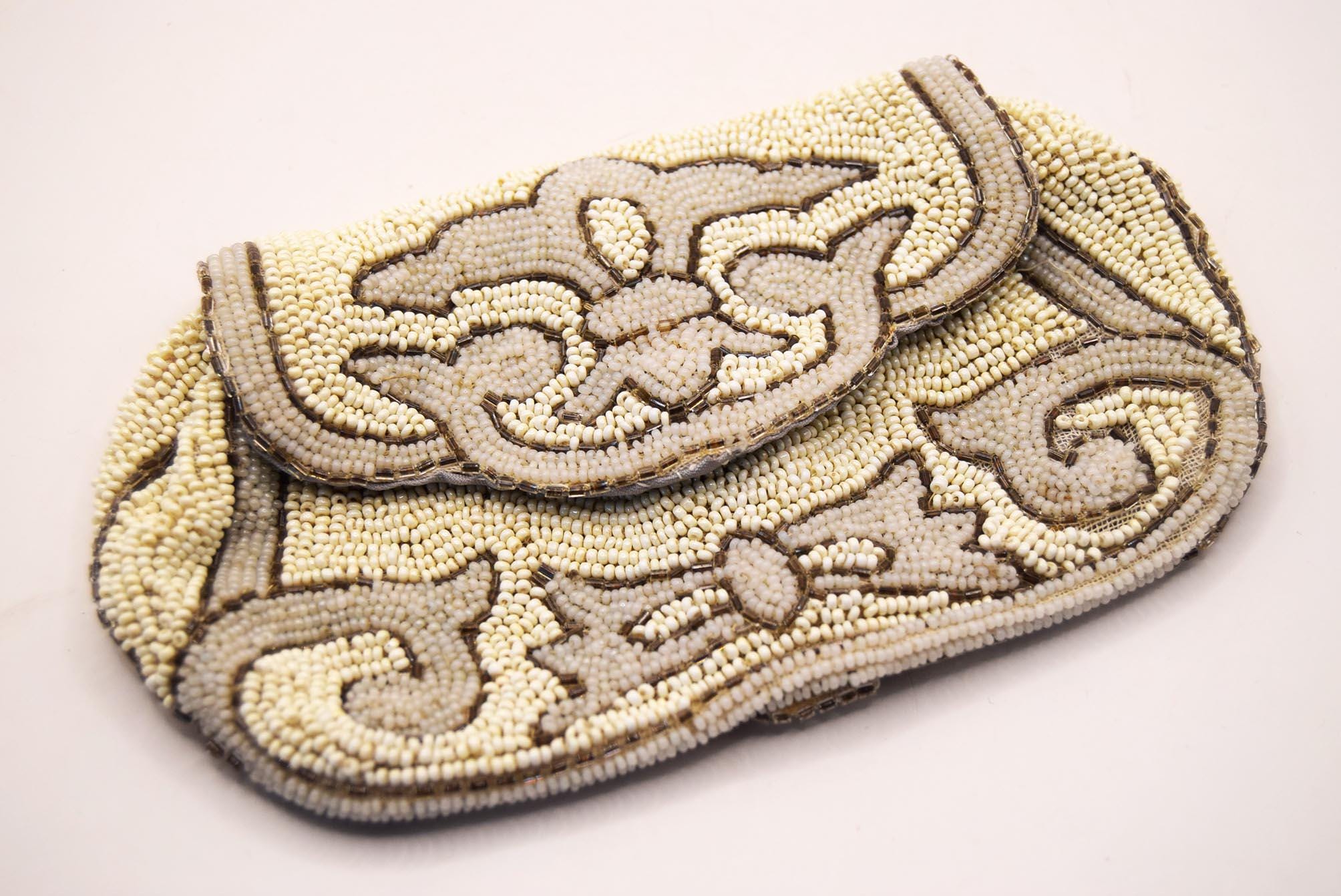 Vintage French Art Deco Beaded Evening Bag Purse with Hand Strap c1920s