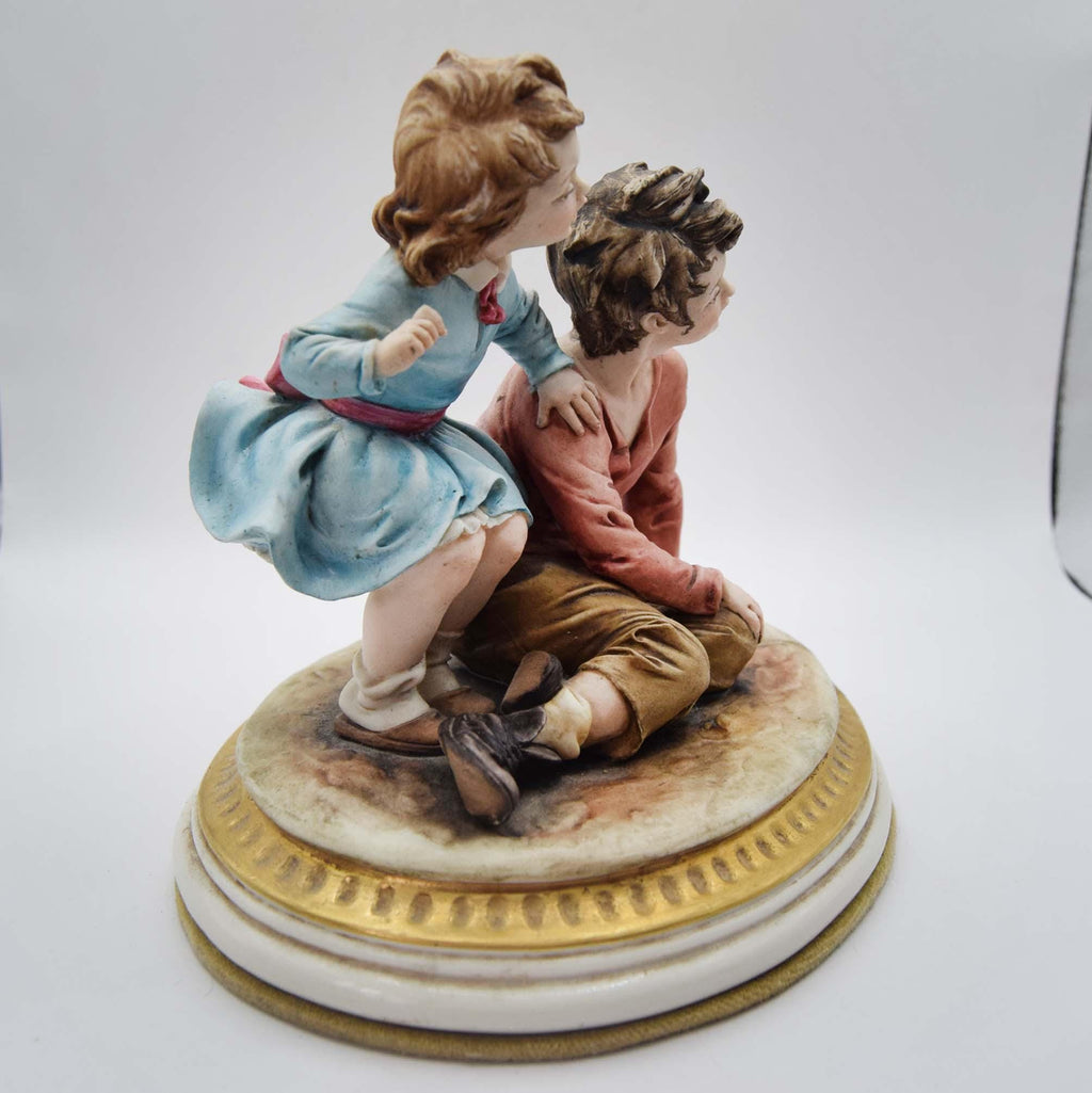 Vintage Capodimonte By Bruno Merli Porcelain - Italian Figurine - Boy With Girl 1950