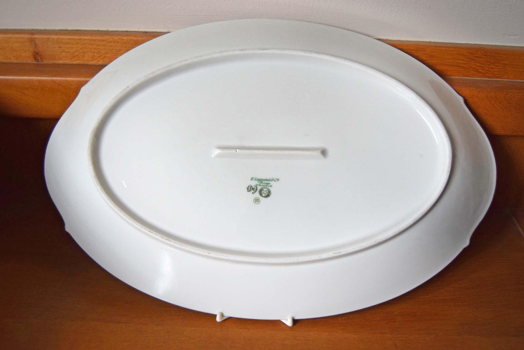 16-inch "Grand" oval serving platter. Manufactured by the prestigious F. Legrand &amp; Cie in Limoges, France, this piece features authentic period backstamps that date it to approximately 1924.