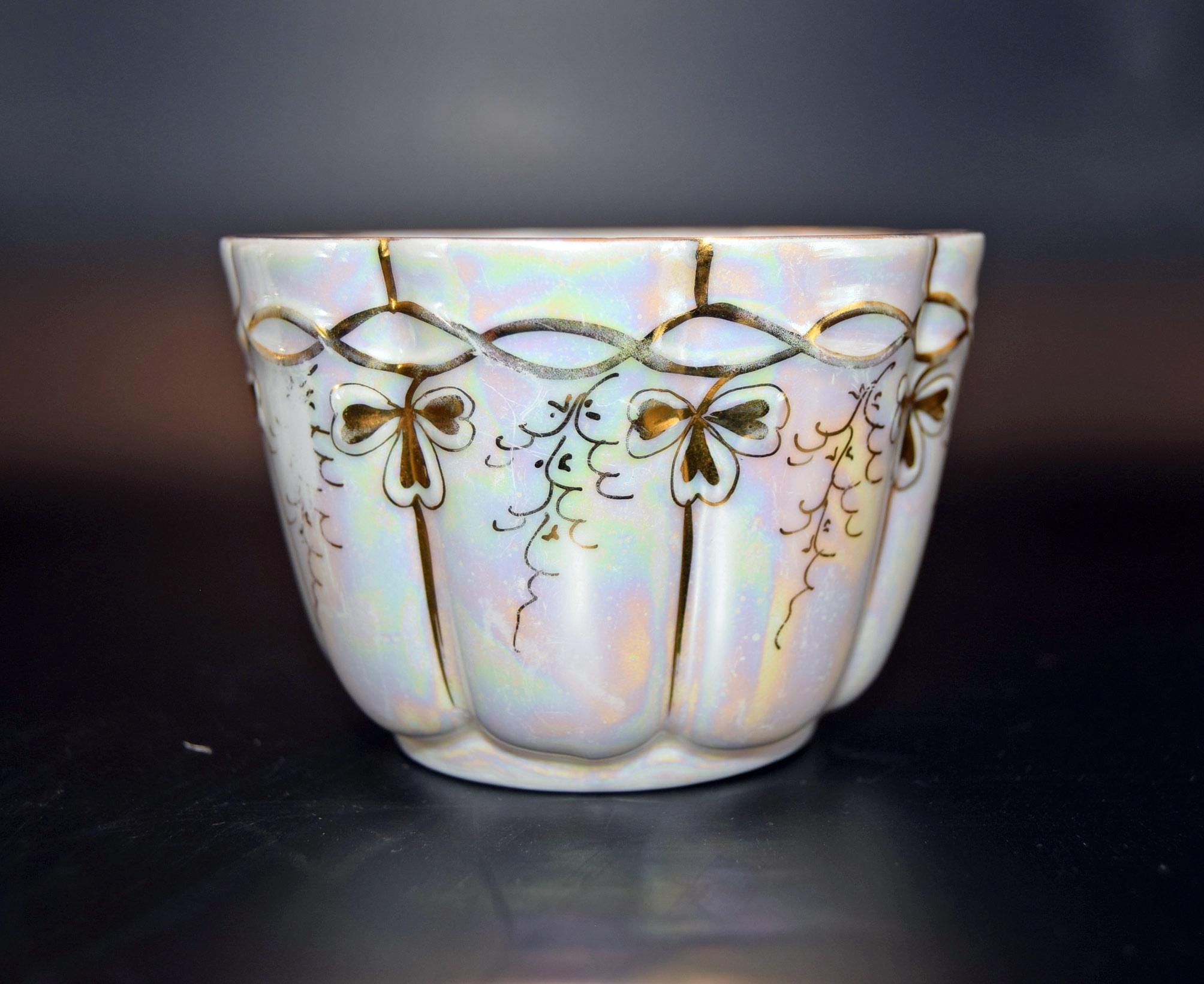 Vintage S C H Handmalerei Lustreware Milk Jug and Sugar Bowl