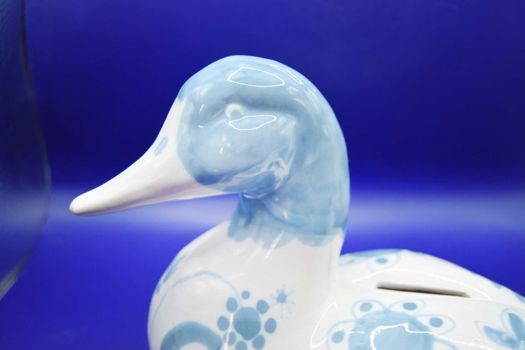 David Sharp, Rye - Teal Blue And White Duck Collectable Money Box | 1980s | Piggy Bank