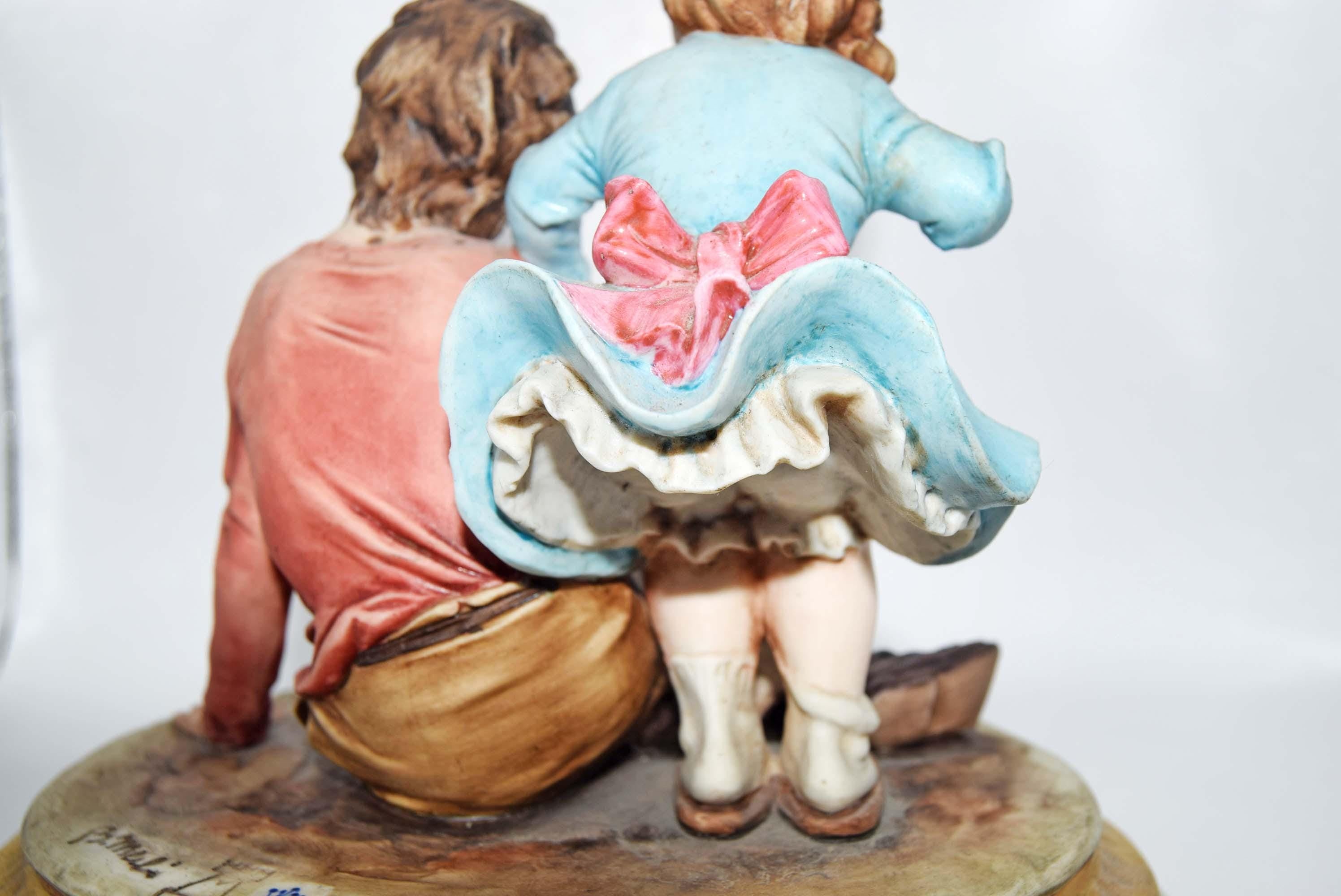 Vintage Capodimonte By Bruno Merli Porcelain - Italian Figurine - Boy With Girl 1950