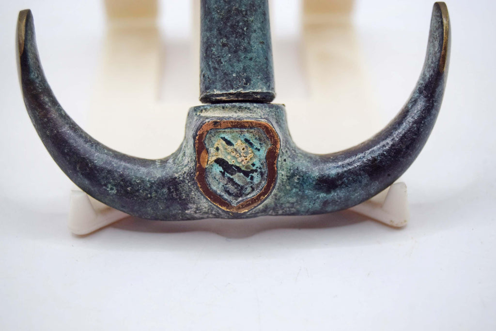 Antique Iron Anchor Corkscrew with Shield. Original patina. c1940s