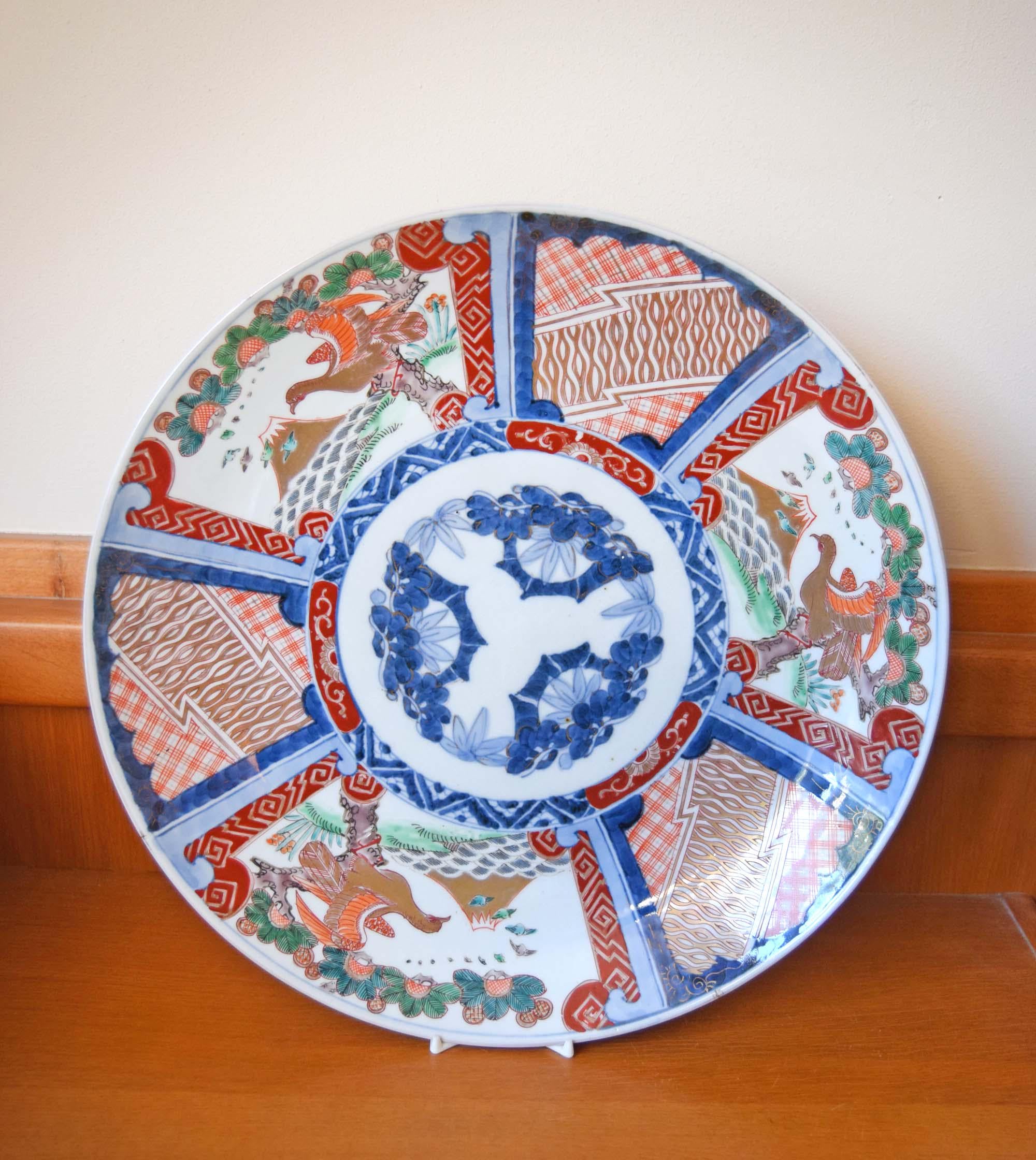 Large 14.5" Antique Japanese Imari Charger – Pristine Meiji Period (1868-1912)