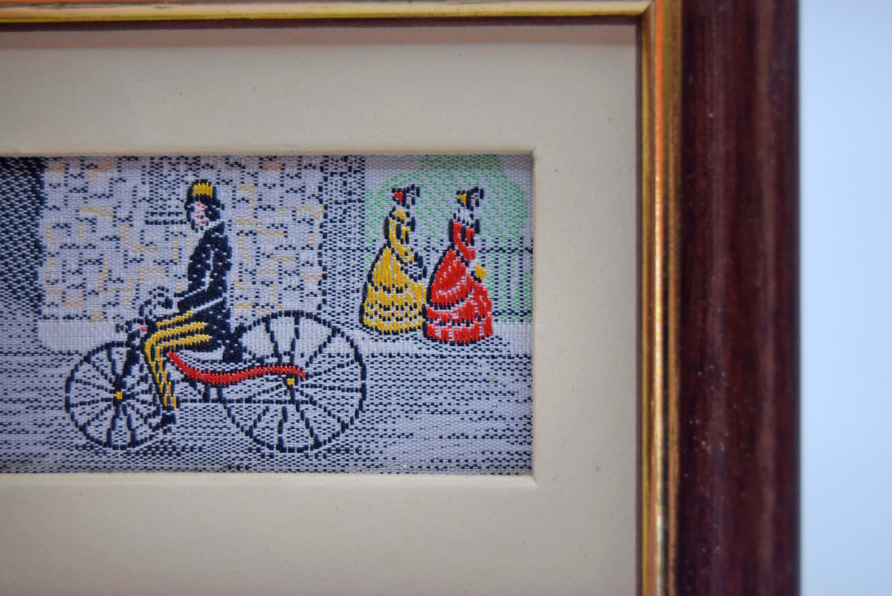 RARE Vintage Miniatures Stevengraph Framed Silk Woven Embroidered