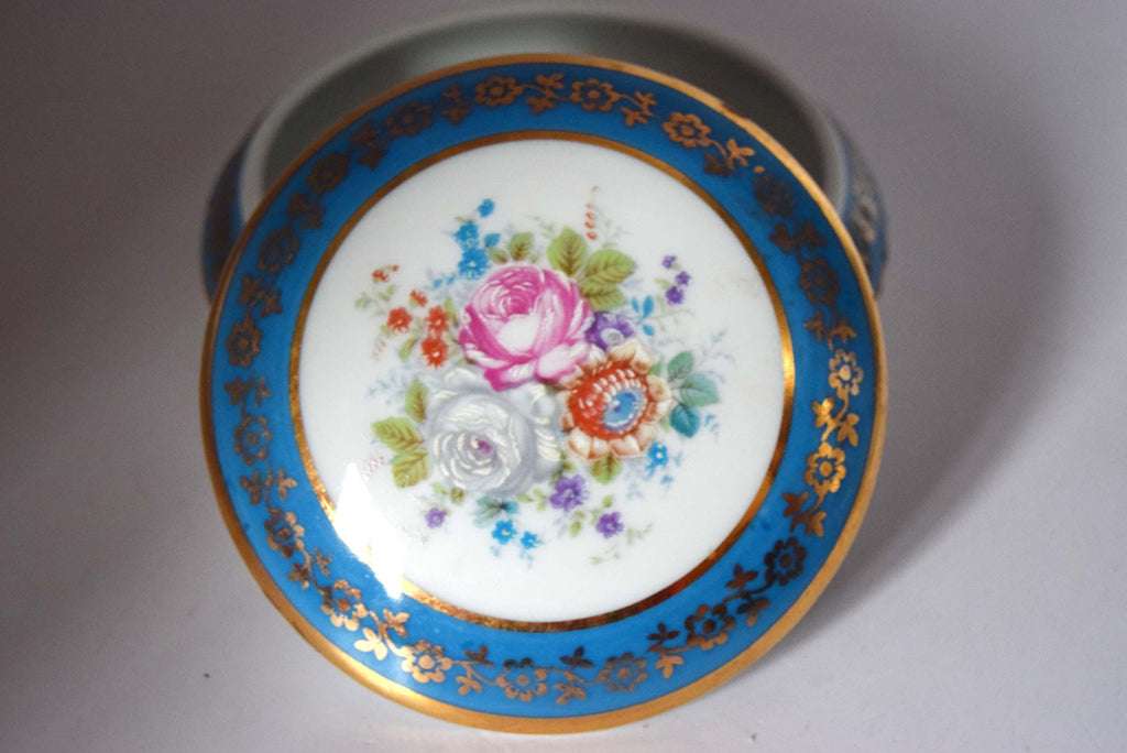Meissner Limoges France Small Domed Trinket Box Pot | Floral c1950