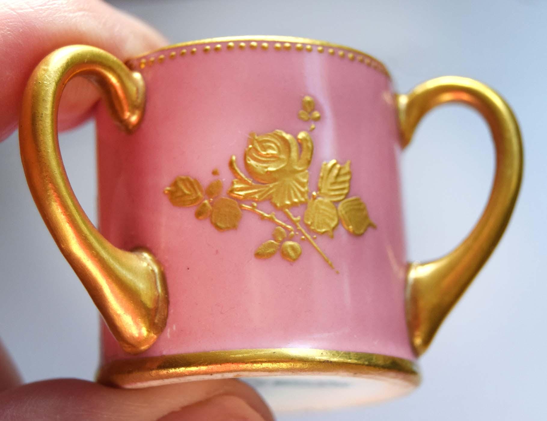 VERY RARE 24K Gold Royal Doulton Miniature Tyg - Robert Allen Studio RA 3402 - c1902