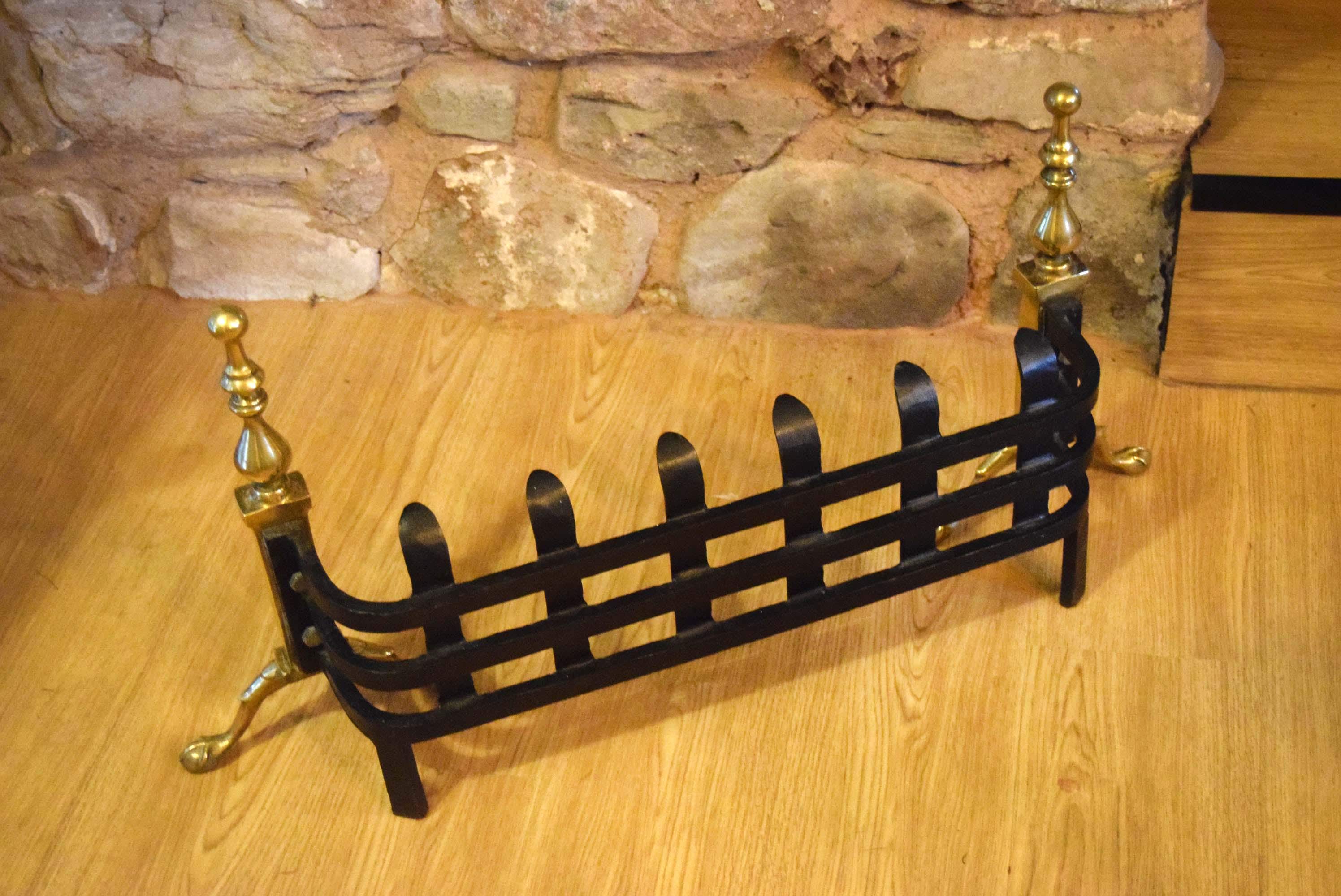 Vintage Cast Iron and Brass Fire Fret â€“ Traditional Blenheim Style Fireplace