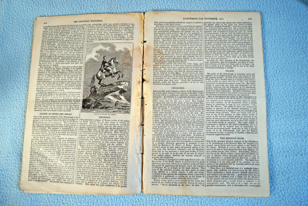 1834 Saturday Magazine November  No. 155 Supplement St. Petersburg