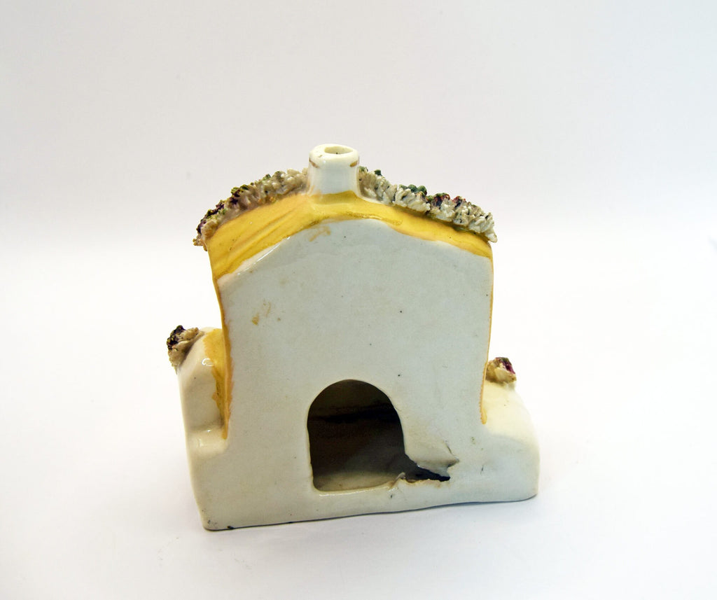 Staffordshire Flatback Pottery Pastille Burner c1840.  Rare pre-firing damage to rear.
