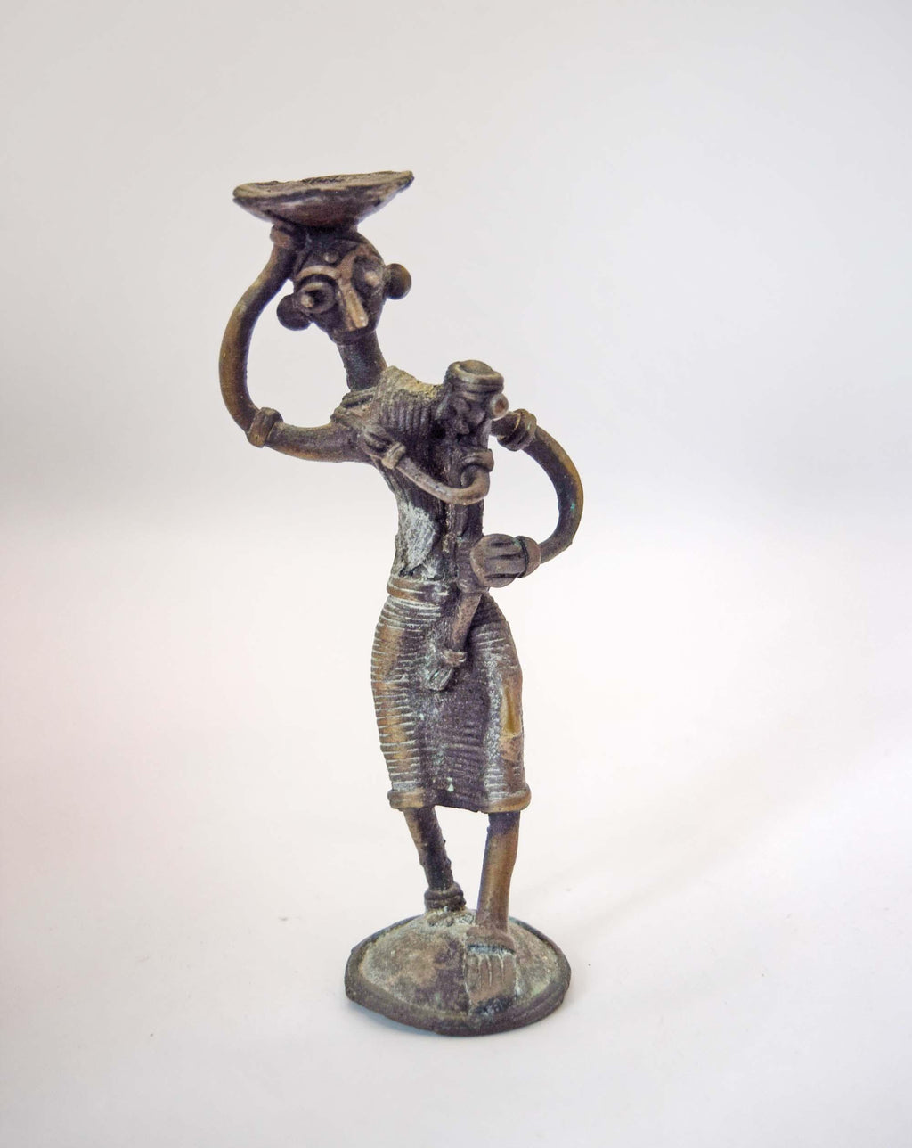 Dhokra Bronze Mother & Child Statue | Bastar Tribal Art