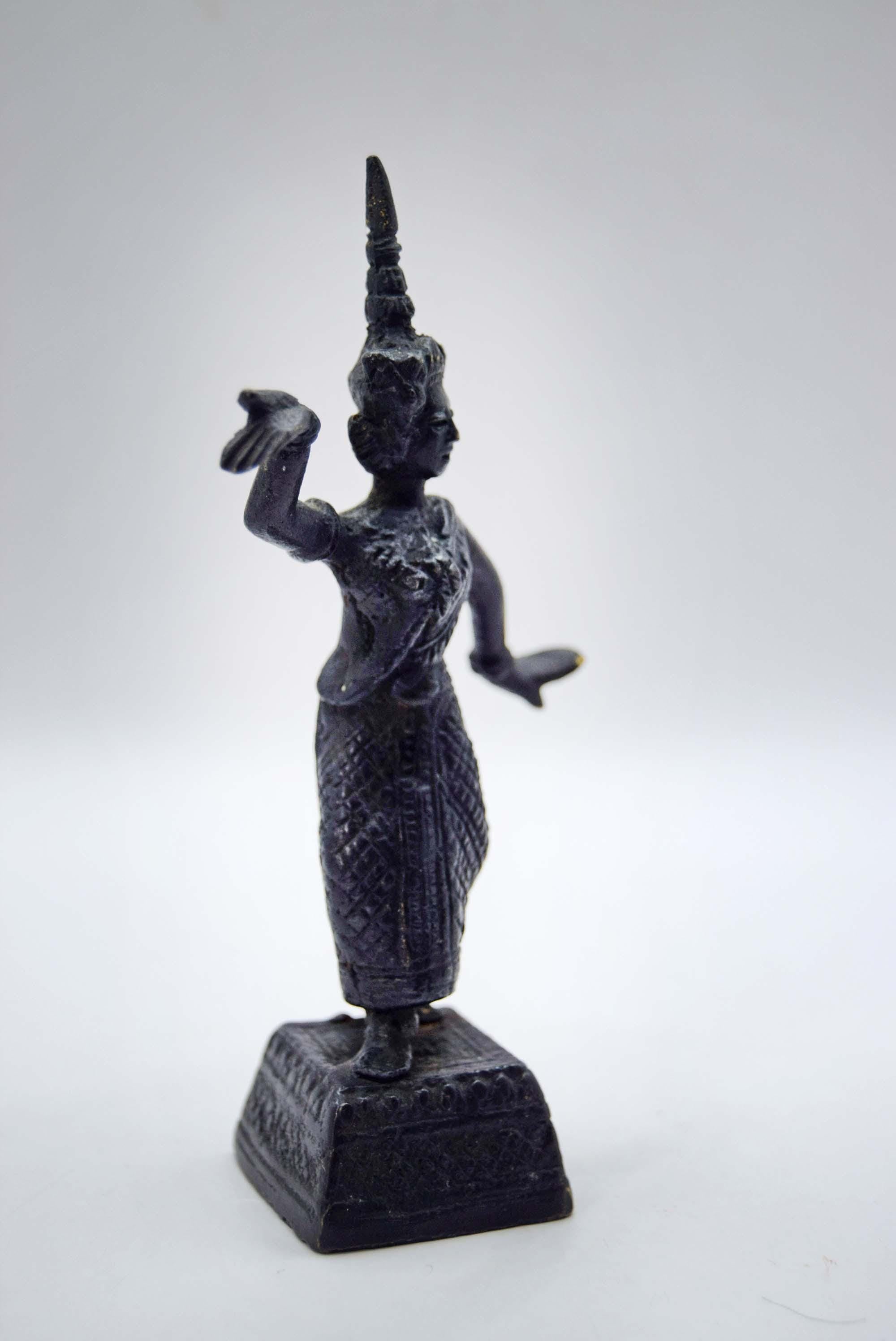 Vintage Bronze Khon Thai Siamese Temple Dancer c1950s