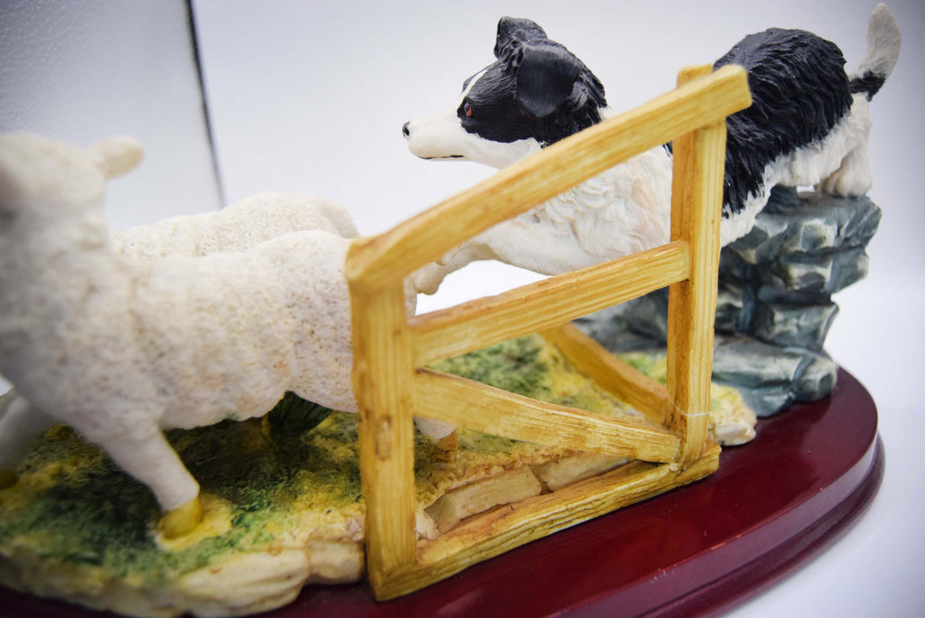 Juliana Collection Border Collie Chasing Lambs | Country Life Resin Figurine | 30cm
