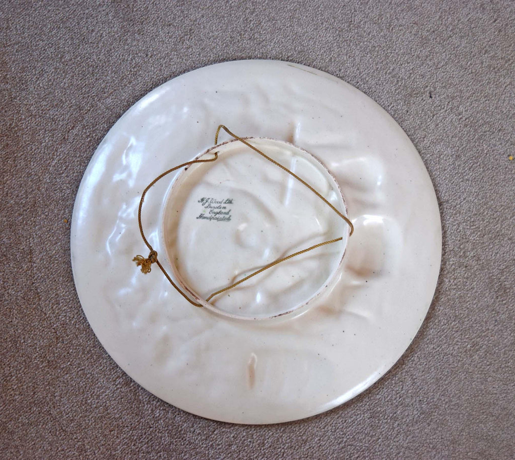 Large A. J. Wood, Burslem Art Deco Charger Wall Hanging Plate | 16.5 " | c1910