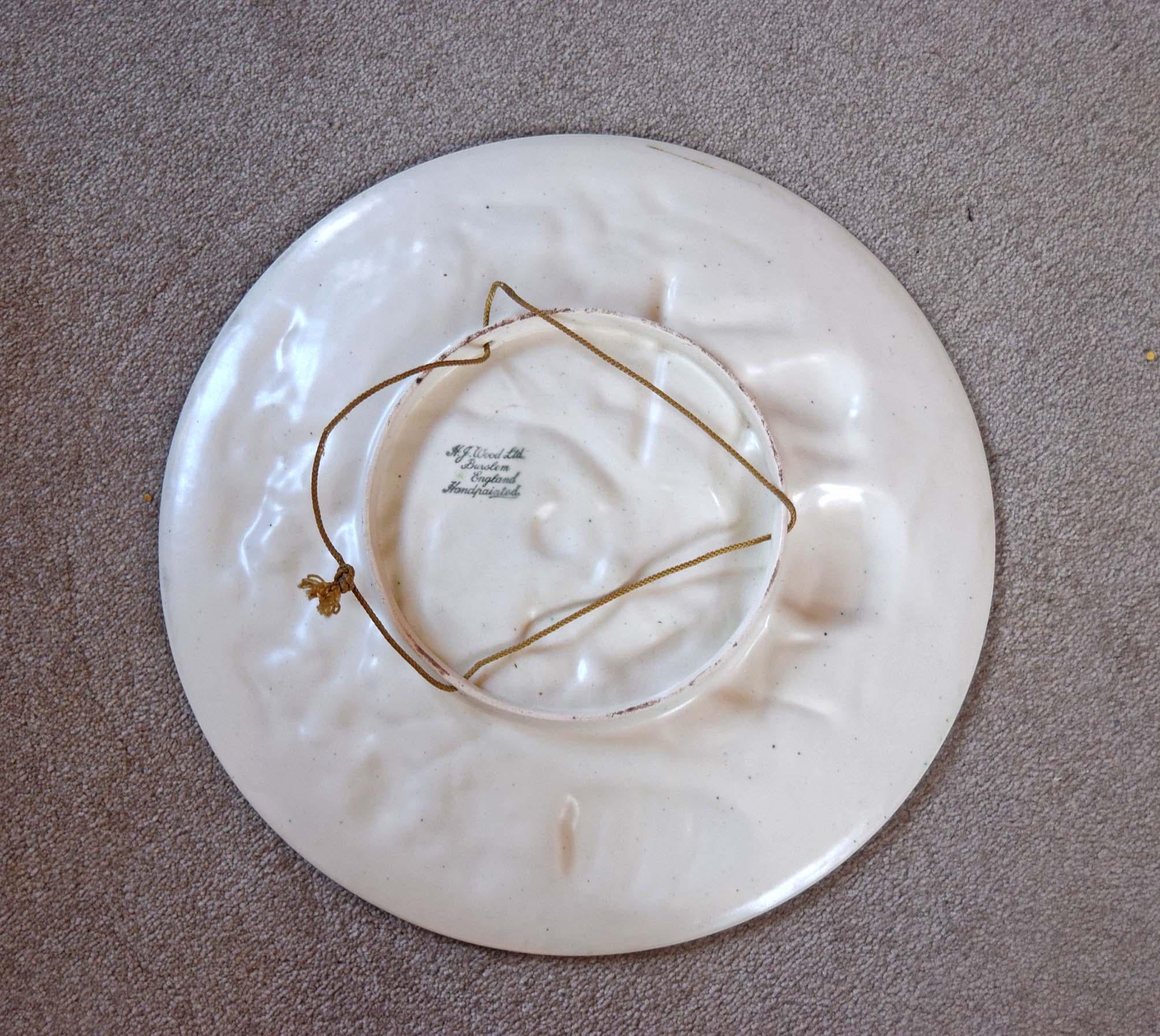 Large A. J. Wood, Burslem Art Deco Charger Wall Hanging Plate | 16.5 " | c1910