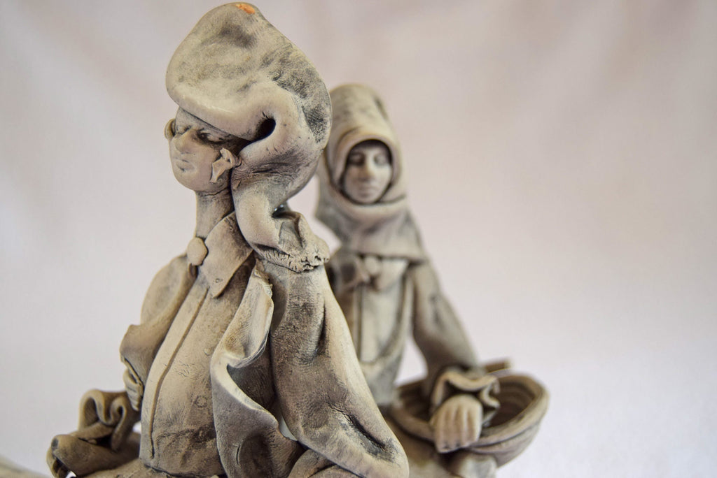 RARE Vintage Ceramiche Stelio Mola Cagliari Couple on a Donkey