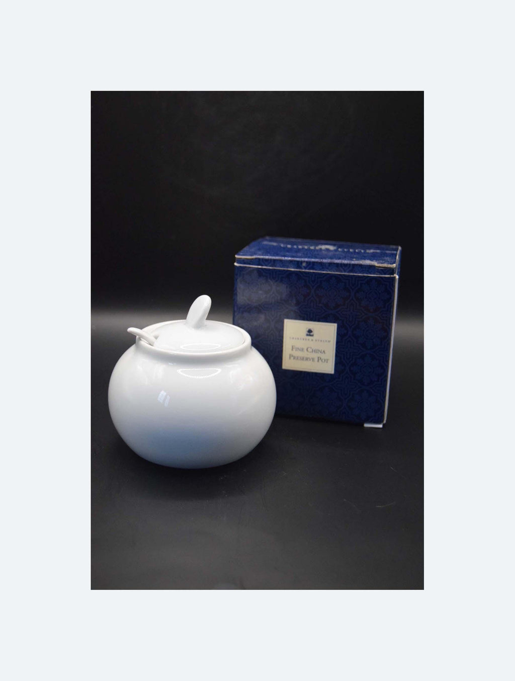 Rare Vintage Crabtree & Evelyn Bone China Jam Preserve Pot with Spoon