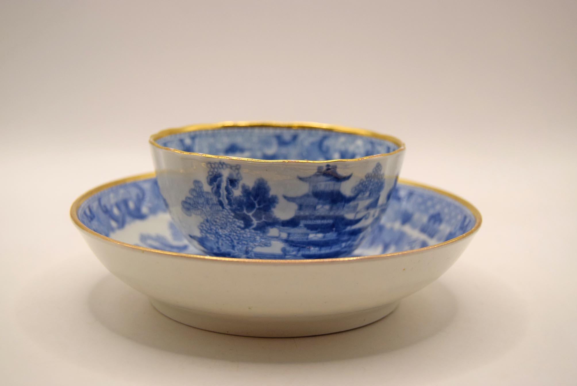Antique Miles Mason English Porcelain Brosley Pattern Tea Bowl & Saucer 1810