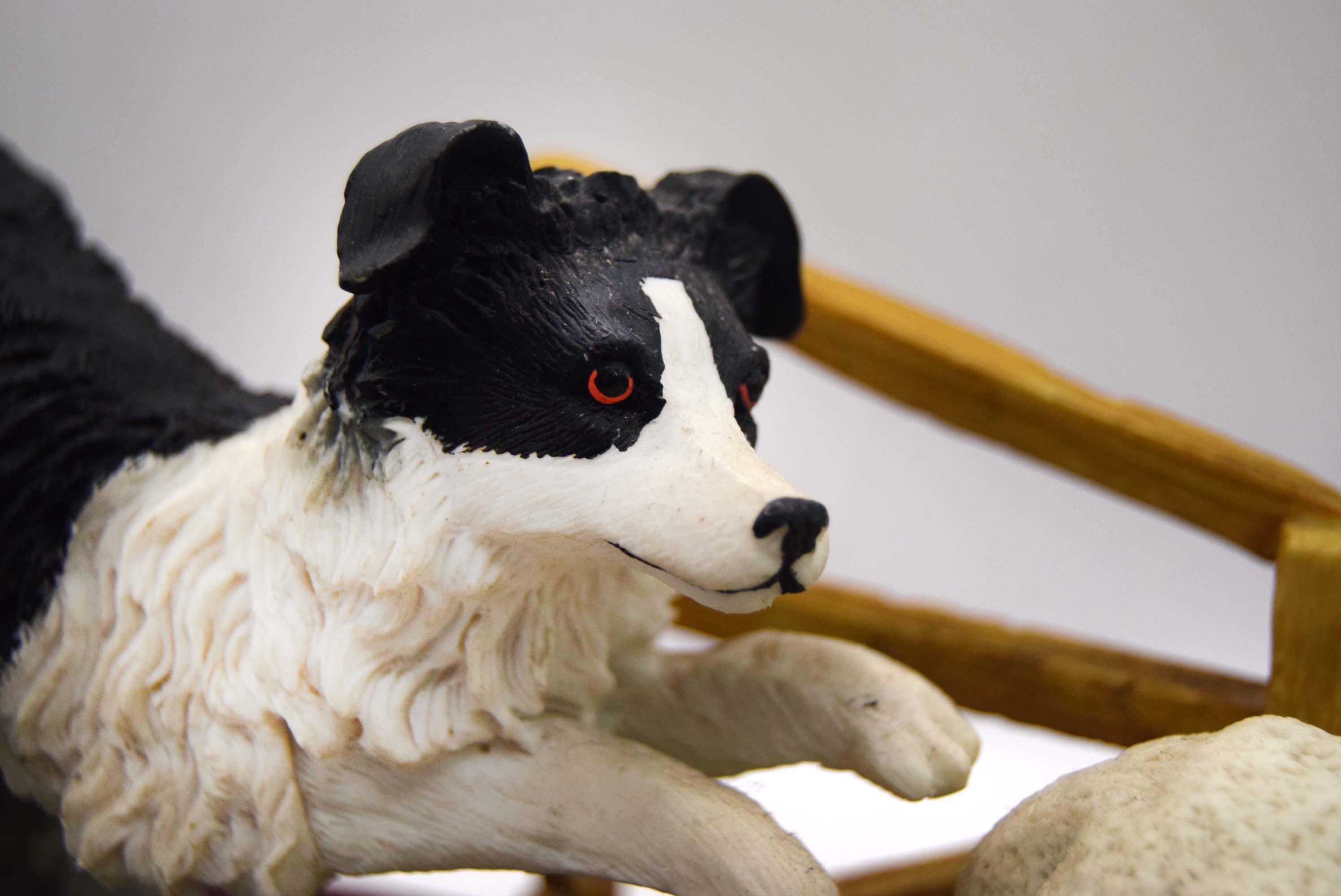 Juliana Collection Border Collie Chasing Lambs | Country Life Resin Figurine | 30cm
