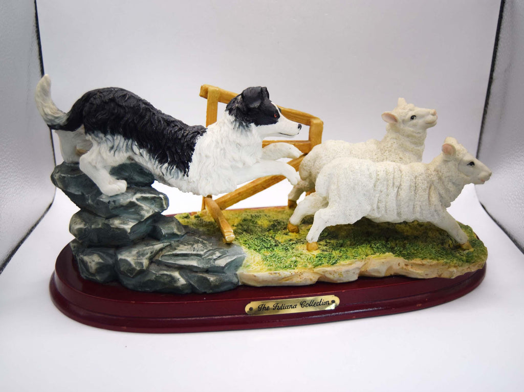 Juliana Collection Border Collie Chasing Lambs | Country Life Resin Figurine | 30cm
