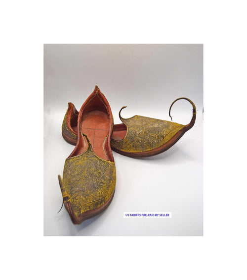 Antique Leather Mughal Raj Ottoman Moorish Shoes |Salma Sitari c1880s | Handsewn